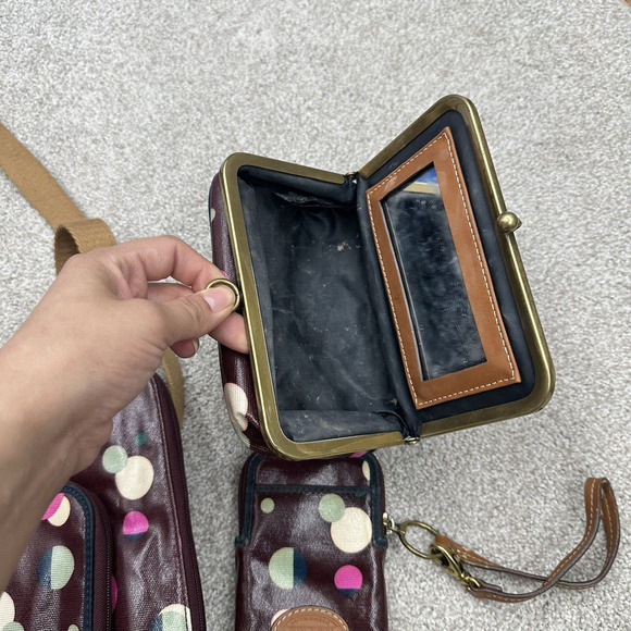 Fossil Keypers Total Eclipse Multicolor Circle Printed Bag Purse 3 Piece Set - Picture 5 of 5